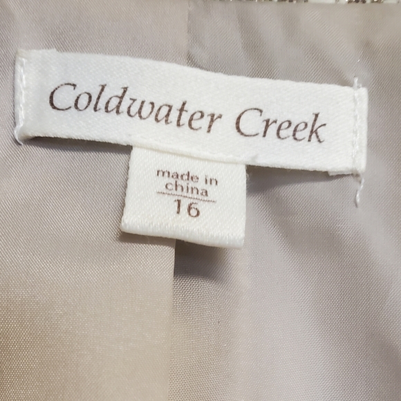 COLDWATER CREEK Womens Champagne Met Gold Jacquard Wool Blend Blazer Jacket 16 - Picture 4 of 7